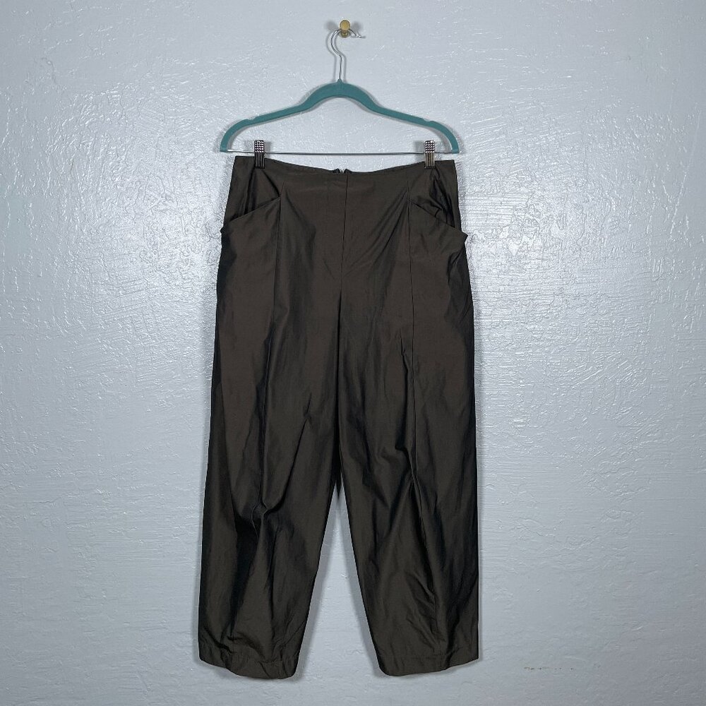 Matthildur Women 1 Brown Daphne Pants Metallic Sheen Barrel Leg Pocket Lagenlook